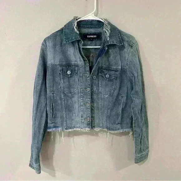 NWT Express Denim Distressed Jacket Women’s Size XS - Picture 1 of 4